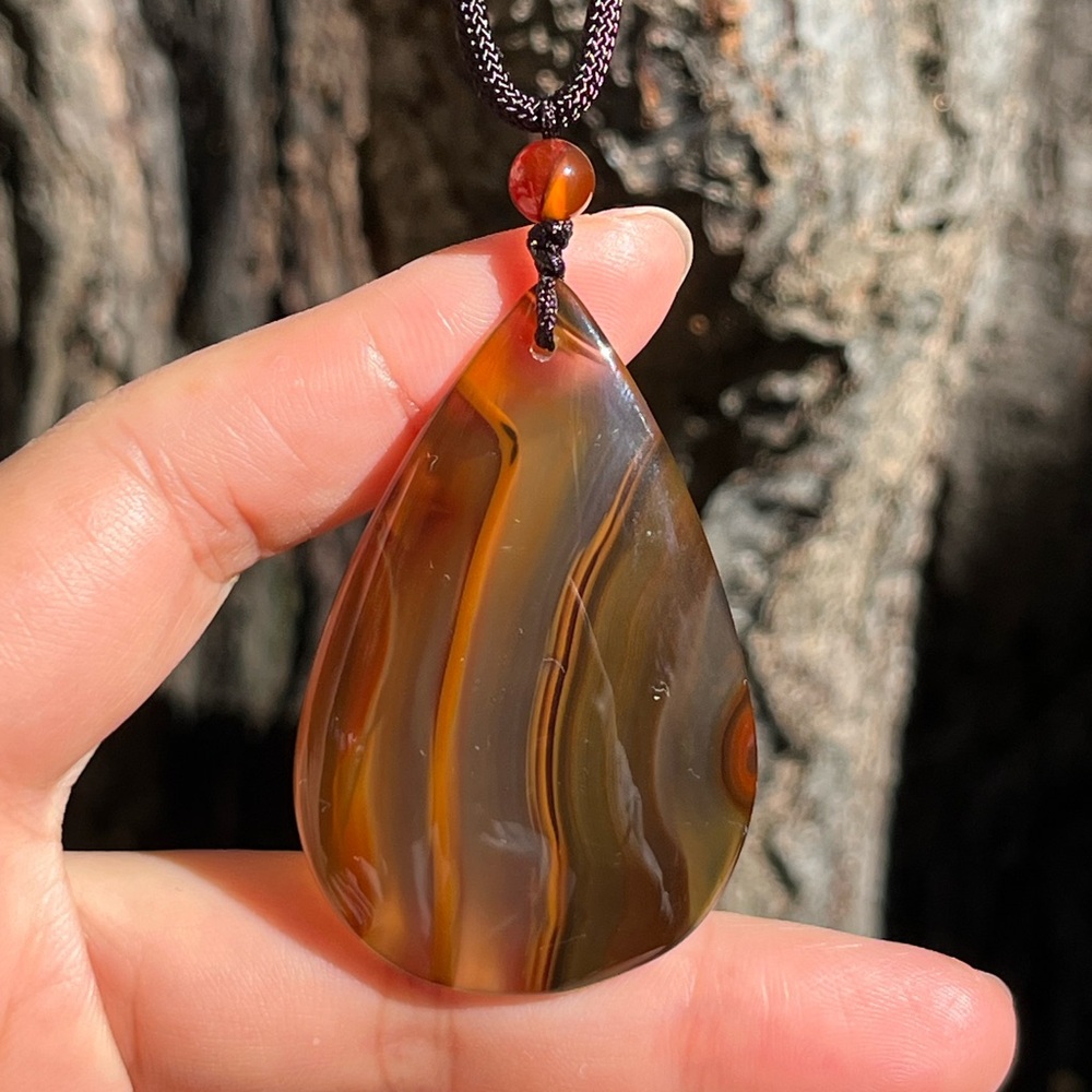 Nylon cord Montana agate necklace 0240 - Picture 5 of 7